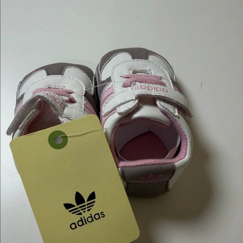 adidas White, Pink and Brown Baby Walker Shoes